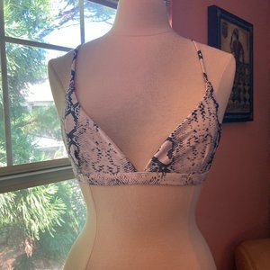 Snakeskin patterned bikini top w/clasp back
